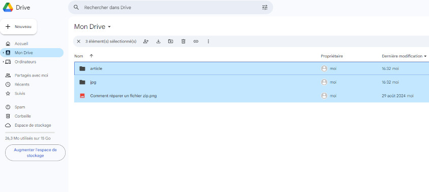 télécharger les fichiers de google drive