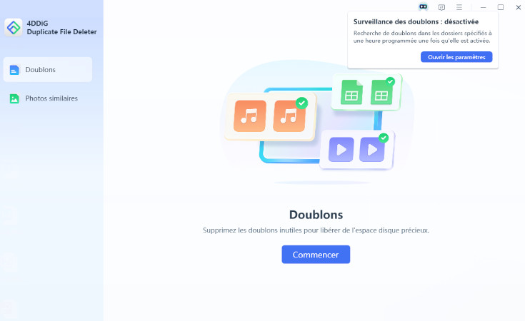 Ouvrir les paramètres de la Surveillance des doublons