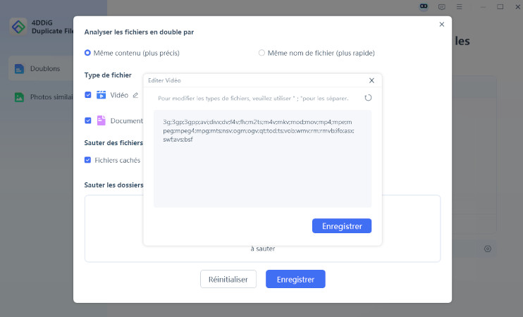 modifier les extensions de fichier
