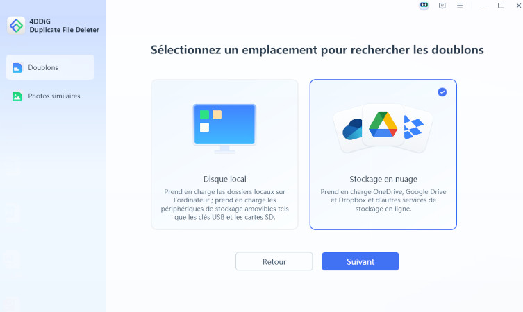 Sélectionner le stockage cloud