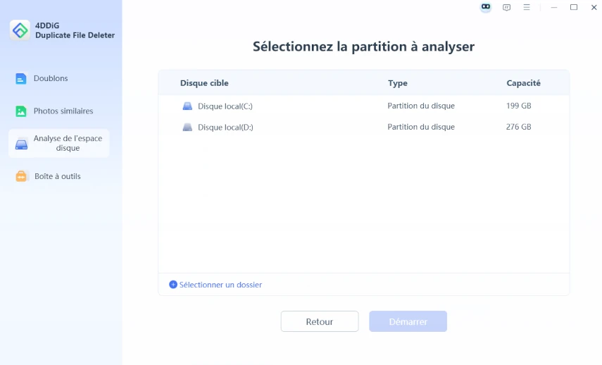 sélectionner le lecteur à analyser