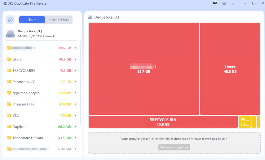 passer en revue et supprimer les gros fichiers sur le disque Windows