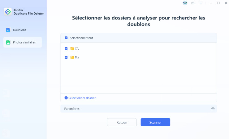 choisir un dossier pour scanner des images similaires