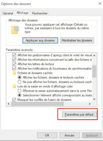 Restaurer les paramètres par défaut de l'explorateur windows-2