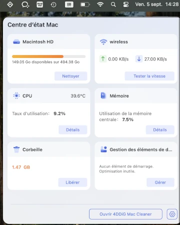 ouvrir le centre d’état mac