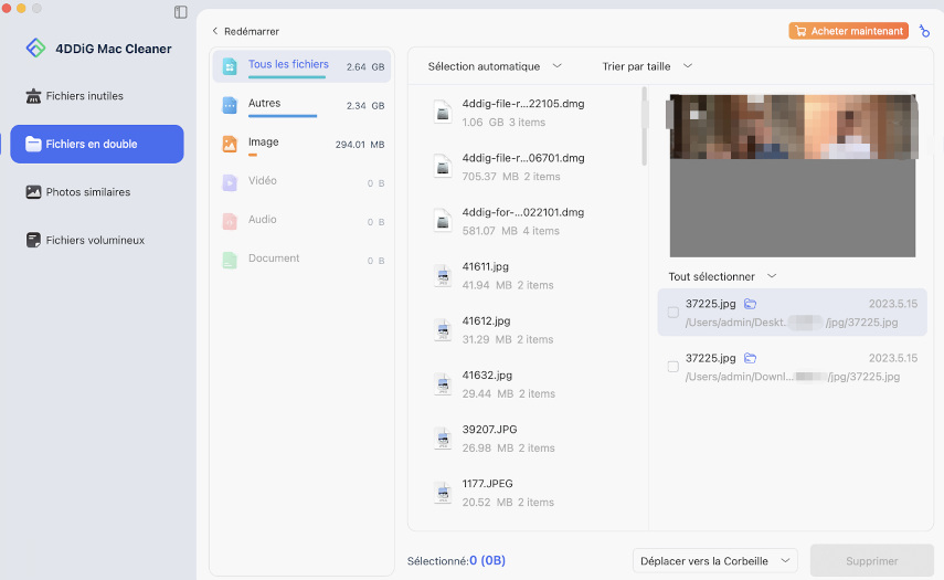 analyser pour trouver des photos en double