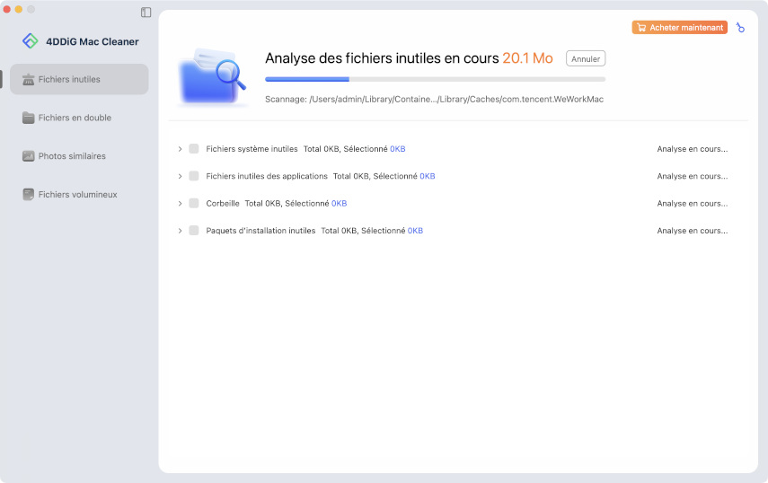 analyse des caches et fichiers indésirables Mac