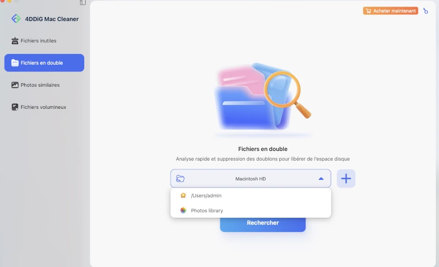 sélectionner un dossier pour analyser les doublons