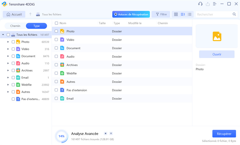 appuyez sur le bouton scanner