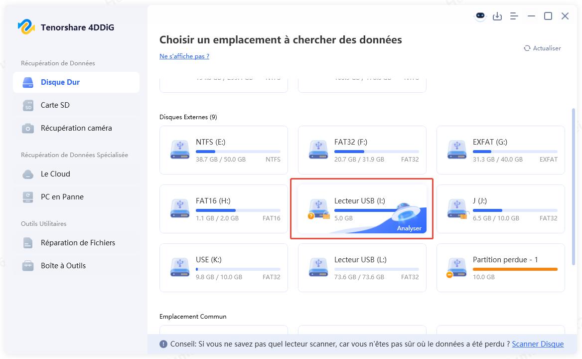 utiliser 4DDiG afin de récupérer des données perdues sur un lecteur chiffré avec BitLocker-1