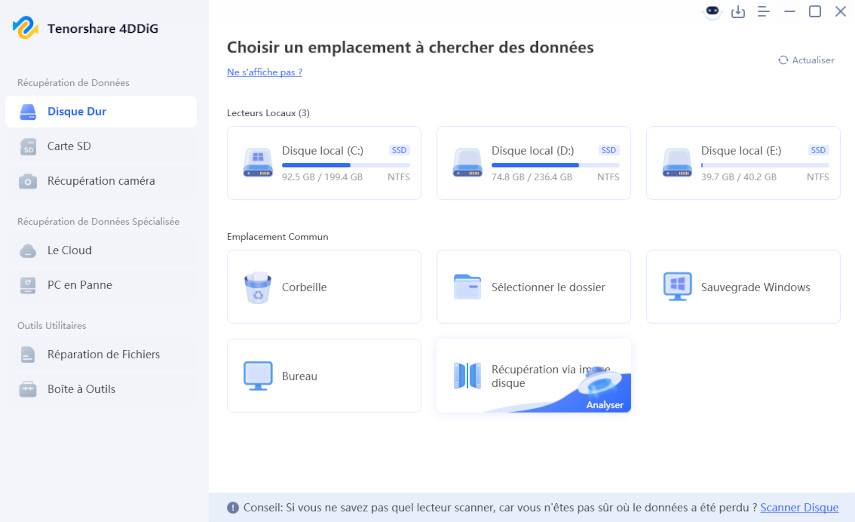 choisir une image disque dans les emplacements courants