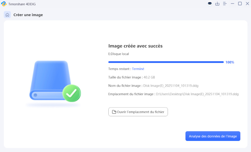 cliquer sur analyser les données de l’image