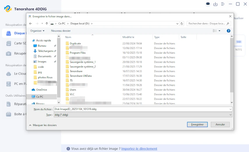 enregistrer le fichier image