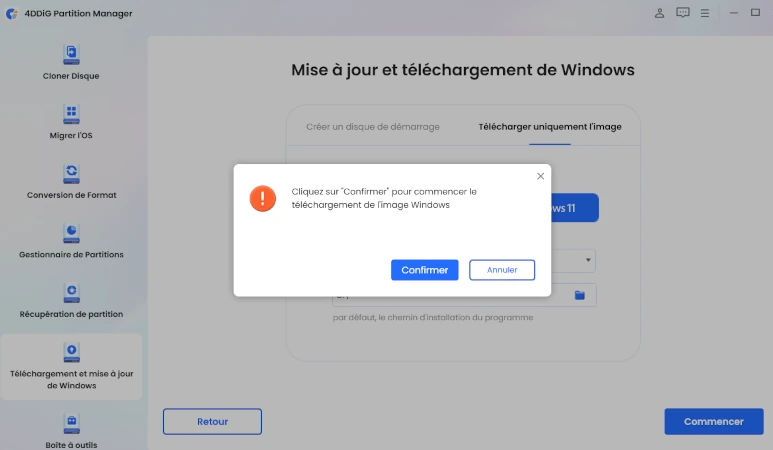 confirmez le téléchargement