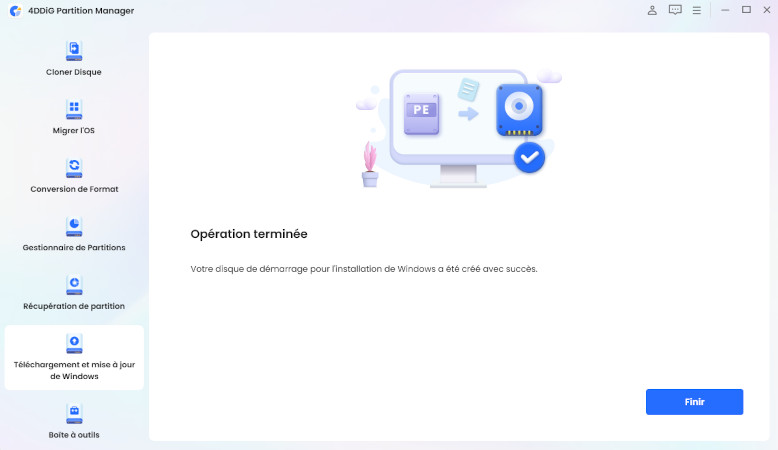 créer une installation amorçable ou télécharger l'image de Windows avec succès