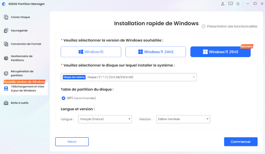 select your windows version and other options