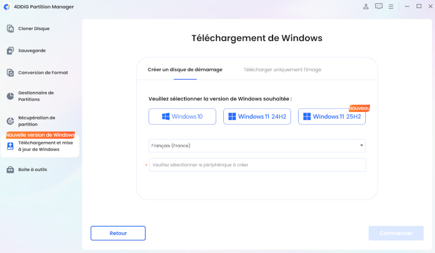 Sélectionnez « Téléchargement de l'image uniquement »