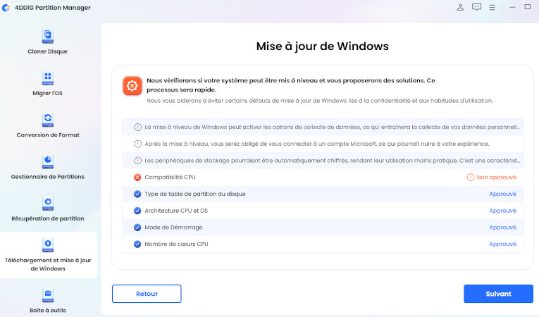 Vérifier si la mise à jour vers Windows 11 est possible