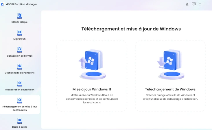 choisir la mise à niveau vers Windows 11