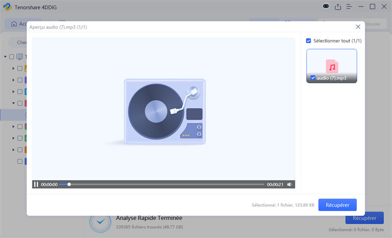 prévisualiser un fichier audio