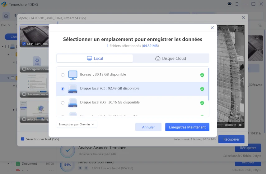 enregistrer les données récupérées à partir de l’image disque