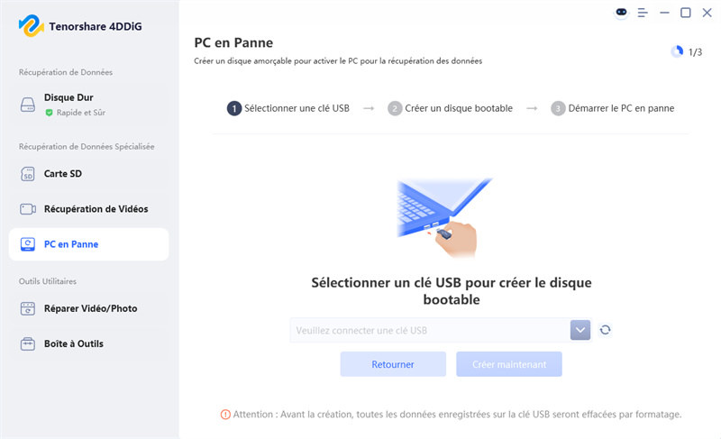 sélectionner une clé usb