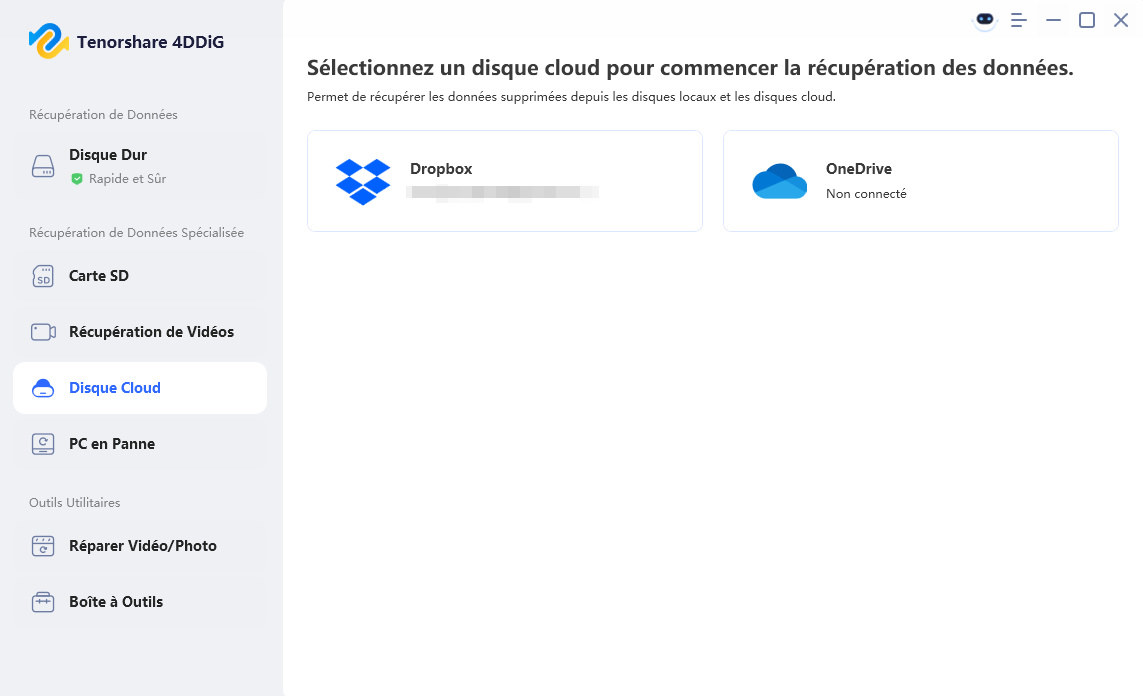 Sélectionnez le Disque Cloud