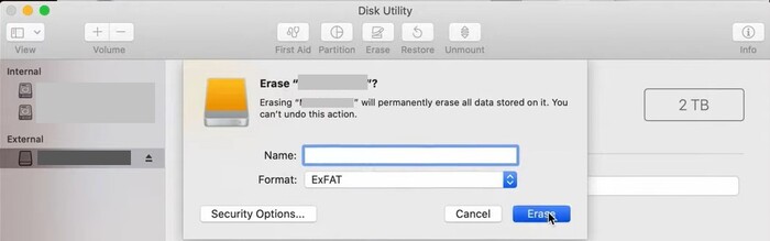 Choisissez un nom pour votre disque, sélectionnez le format souhaité