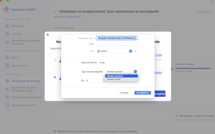 choisir le type de sauvegarde
