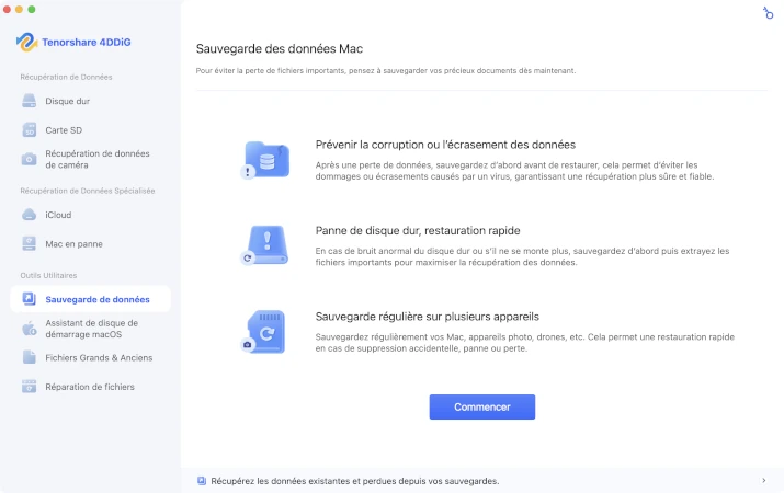 sélectionner la fonction de sauvegarde de données