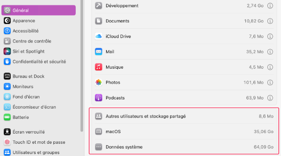 Où sont stockées les données du système sous MacOS