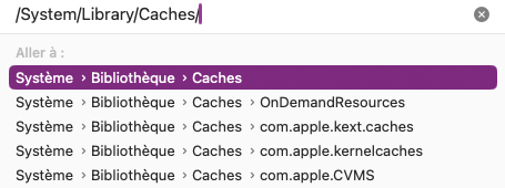 /Système/Bibliothèque/Caches/