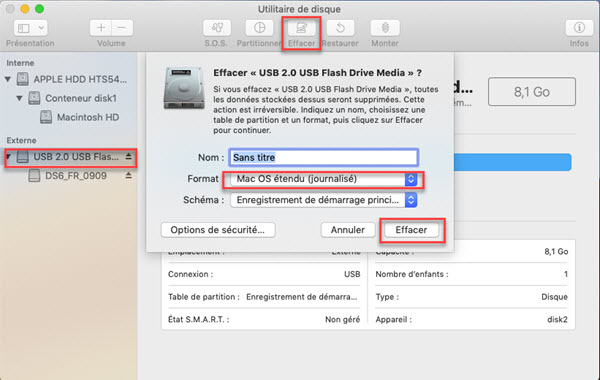 formater la clé USB sur Mac