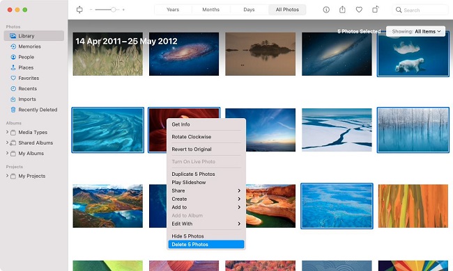 how to delete photos off mac
