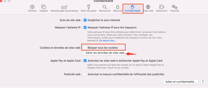 comment supprimer les cookies sur mac