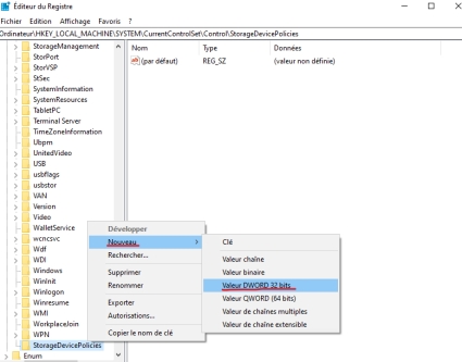 Utiliser l'Éditeur de Registre pour formater une Clé USB Protégée en Écriture-3