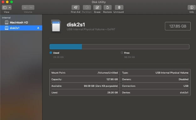 Utiliser l'Utilitaire de disque pour formater une clé USB sur Mac-2