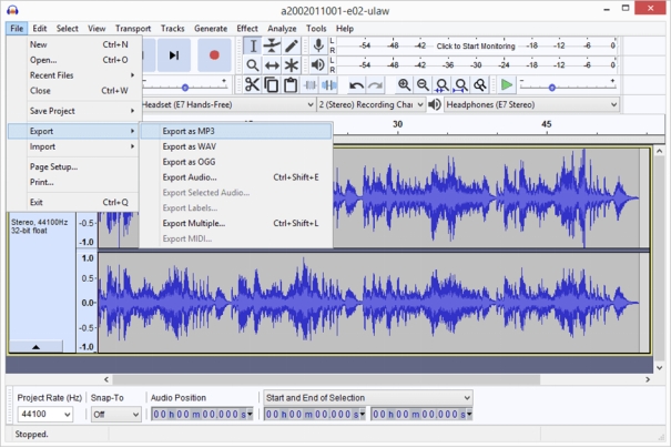 Convertir WAV en MP3 avec Audacity-3