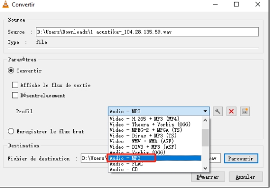 Utiliser VLC Media Player pour convertir WAV en MP3-3