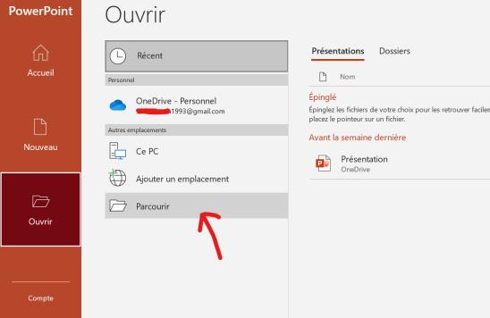 ouvrir un fichier PPTX corrompu en utilisant Ouvrir et réparer 1
