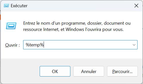 ouvrir les dossiers temporaires