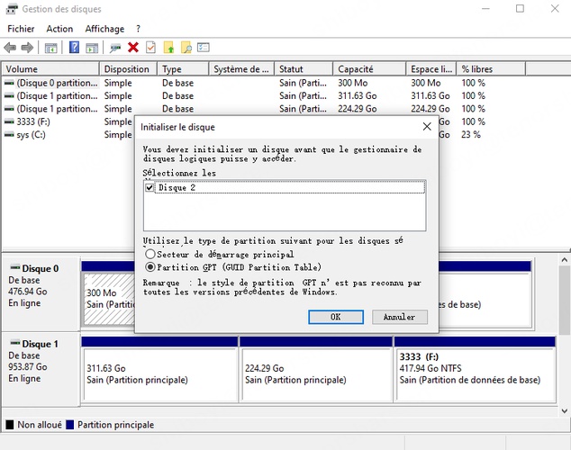 initialiser un disque dur