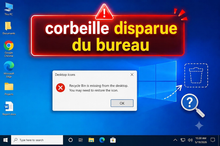 corbeille manquante sur le bureau