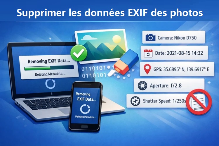 vérifier et supprimer les données EXIF des photos