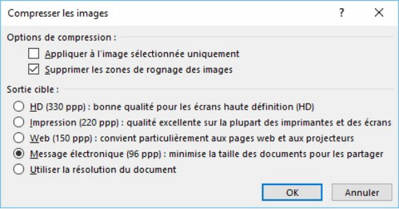 compresser les images dans powerpoint