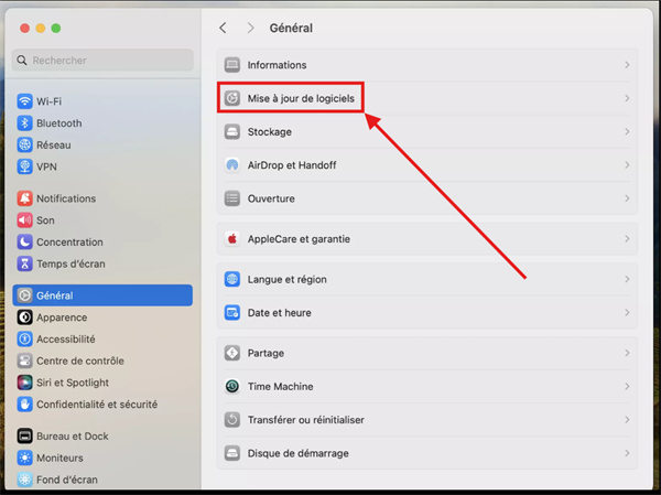 mise à jour logicielle
