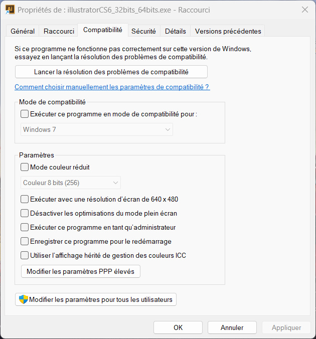 exécuter dans la version précédente