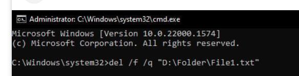 Delete the file after the command