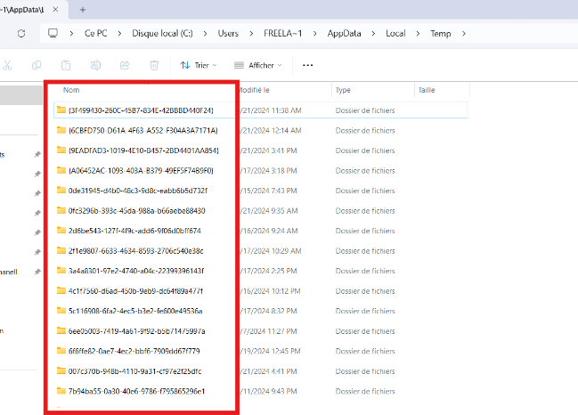 look for the temporary excel