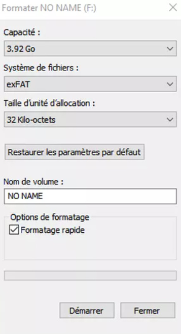 check the quick format option